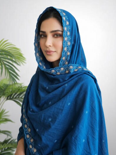 Special Plain Cut Border Embroidery Butti Sheila