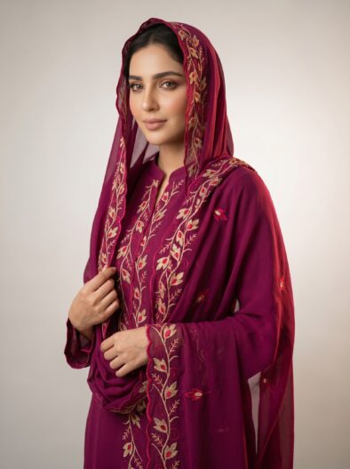 Dujaleel Cut Border One Side Embroidery Sheila
